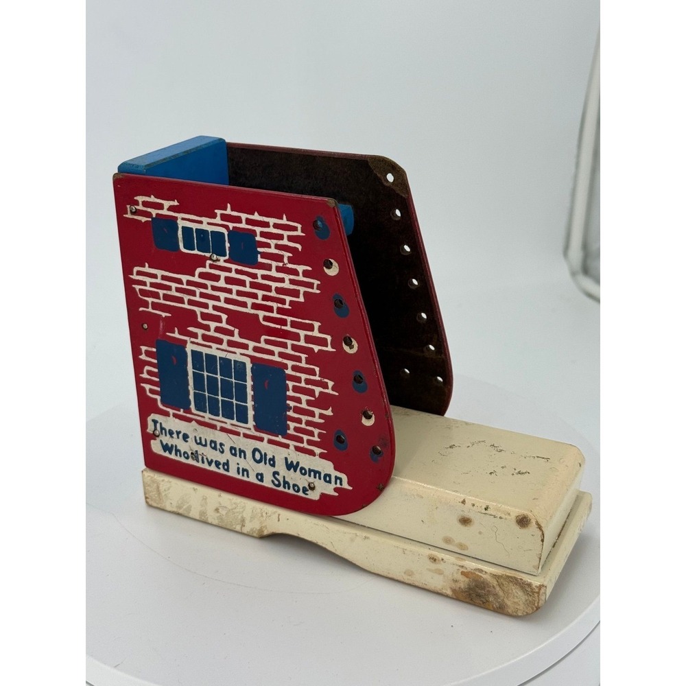 Vintage Holgate "Old Woman Who Lived in a Shoe" wooden lacing toy